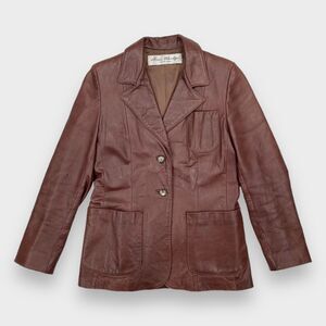 Amen Wardy Vintage Single Breasted Leather Jacket Brown Women's Small/Medium